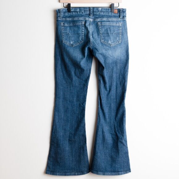 Vintage American Eagle Jeans Low Rise Flare Womens 8 R Medium Wash Y2K - Picture 6 of 15